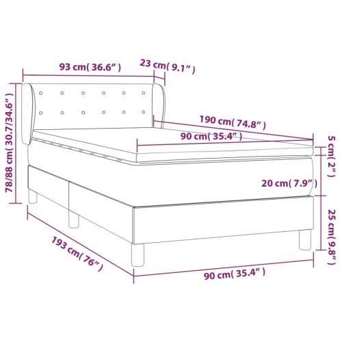 Box spring krevet s madracem tamnoplavi 90x190 cm baršunasti - Tamno plava 90 x 190 cm gumbi Cijena