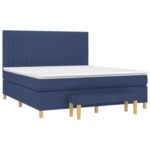 Krevet s oprugama i madracem plavi 180x200 cm od tkanine - Plava 180 x 200 cm Okomite pruge Cijena