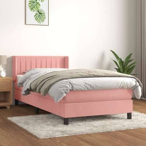 Box spring krevet s madracem ružičasti 100x200 cm baršunasti - Ružičasta 100 x 200 cm Okomite pruge Cijena