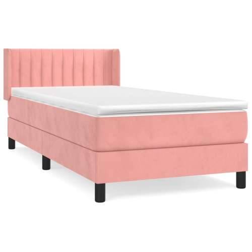 Box spring krevet s madracem ružičasti 100x200 cm baršunasti - Ružičasta 100 x 200 cm Okomite pruge Cijena