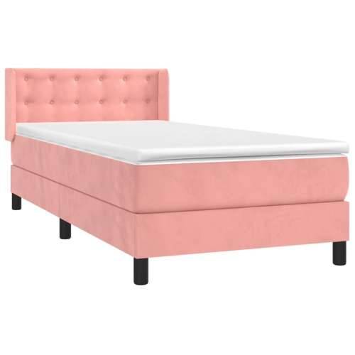 Box spring krevet s madracem ružičasti 100x200 cm baršunasti - Ružičasta 100 x 200 cm gumbi Cijena