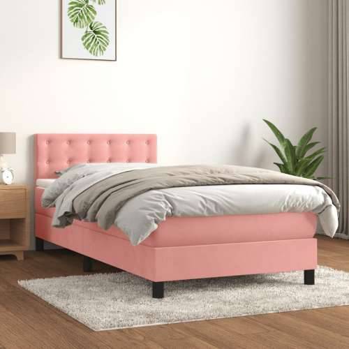 Box spring krevet s madracem ružičasti 100x200 cm baršunasti - Ružičasta 100 x 200 cm gumbi Cijena