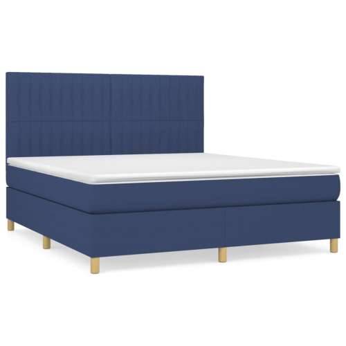 Krevet s oprugama i madracem plavi 180x200 cm od tkanine - Plava 180 x 200 cm Okomite pruge Cijena
