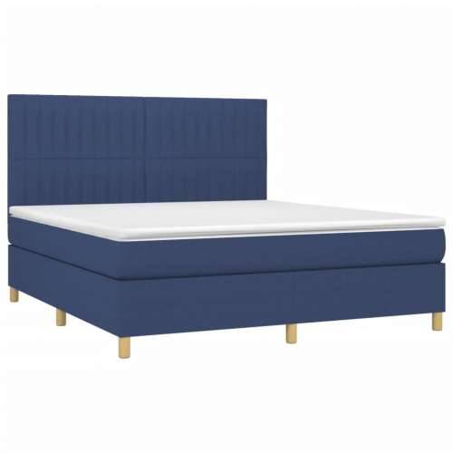 Krevet s oprugama i madracem plavi 180x200 cm od tkanine - Plava 180 x 200 cm Okomite pruge Cijena