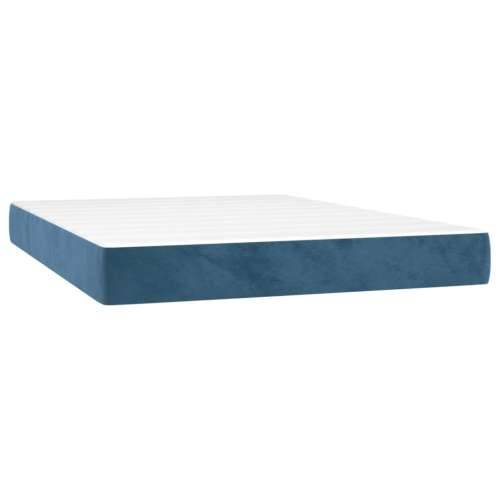 Krevet s oprugama i madracem tamnoplavi 140x190 cm baršunasti - Tamno plava 140 x 190 cm vodoravne pruge Cijena