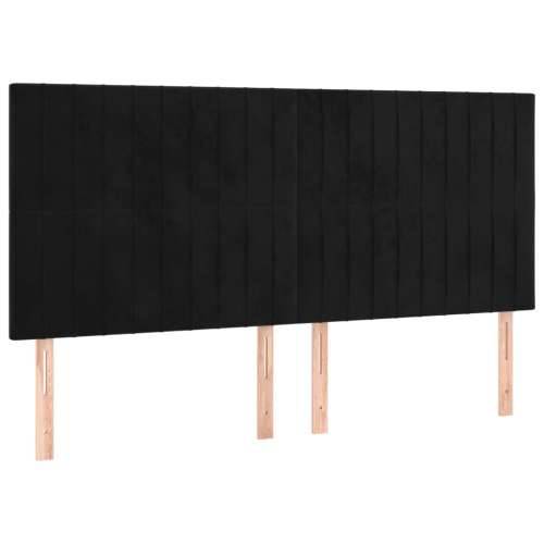 Krevet s oprugama i madracem crni 160x200 cm baršunasti - Crna 160 x 200 cm Okomite pruge Cijena