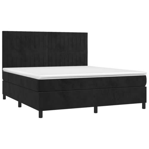 Krevet s oprugama i madracem crni 160x200 cm baršunasti - Crna 160 x 200 cm Okomite pruge Cijena