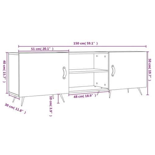 TV ormarić sjajni bijeli 150 x 30 x 50 cm od konstruiranog drva - Visoko sjajno bijela 1 Cijena