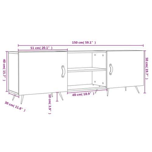 TV ormarić boja betona 150x30x50 cm od konstruiranog drva - Beton siva 1 Cijena