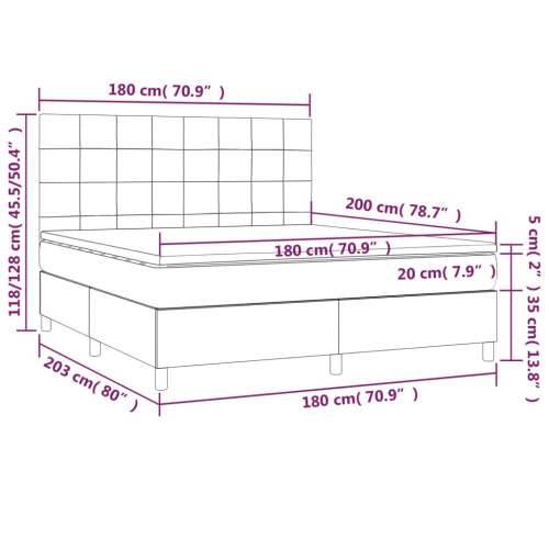 Krevet box spring s madracem LED tamnosmeđi 180x200 cm tkanina Cijena