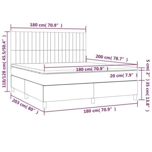Krevet box spring s madracem LED plavi 180x200 cm od tkanine - Plava 180 x 200 cm Okomite pruge Cijena