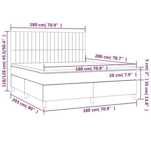 Krevet box spring s madracem LED plavi 180x200 cm od tkanine Cijena