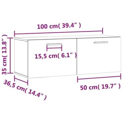 Zidni ormarić siva boja hrasta 100x36,5x35 cm konstruirano drvo - Sivi hrast sonoma 100 x 36.5 x 35 cm 1 Cijena