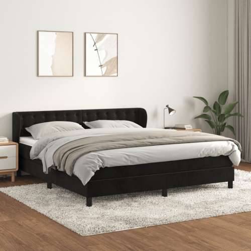 Krevet s oprugama i madracem crni 180x200 cm baršunasti - Crna 180 x 200 cm gumbi Cijena