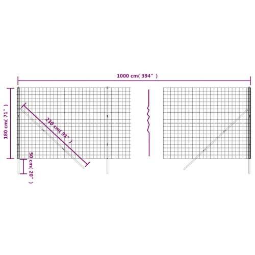 Žičana ograda antracit 1,8x10 m od pocinčanog čelika - Antracit 1.8 x 10 m 1 Cijena