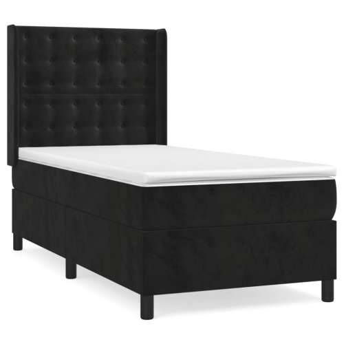 Box spring krevet s madracem crni 90x200 cm baršunasti - Crna 90 x 200 cm gumbi Cijena