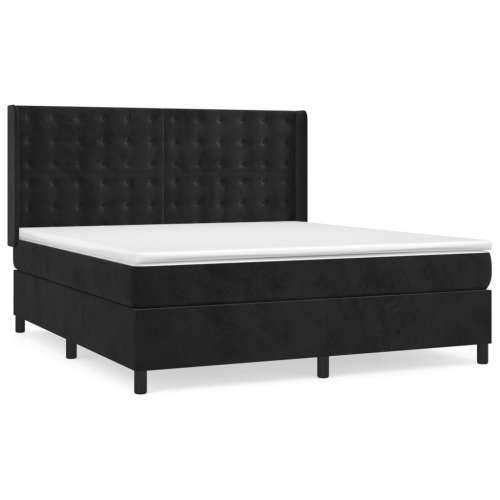 Krevet s oprugama i madracem crni 180x200 cm baršunasti - Crna 180 x 200 cm gumbi Cijena