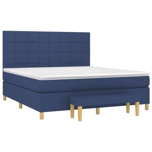 Krevet s oprugama i madracem plavi 180x200 cm od tkanine - Plava 180 x 200 cm Blok s kvadratima Cijena