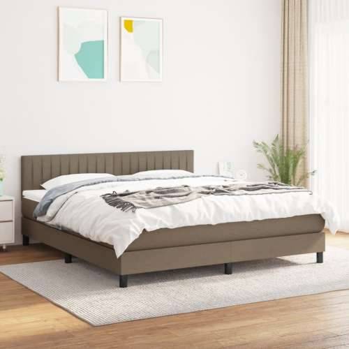 Krevet s oprugama i madracem smeđesivi 180x200 cm tkanina - Sivo-smeđa 180 x 200 cm Okomite pruge Cijena