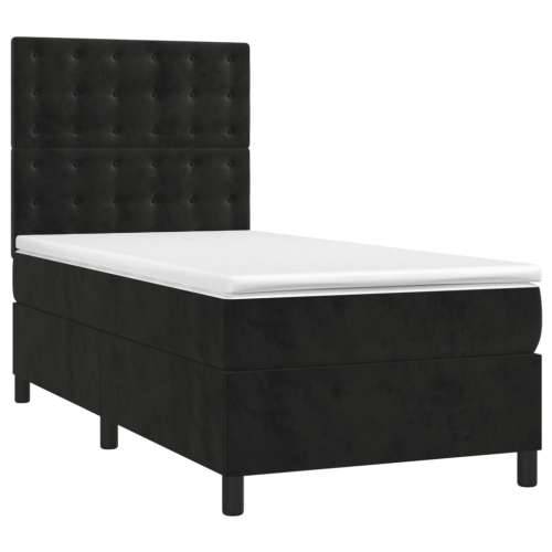 Box spring krevet s madracem crni 90x190 cm baršunasti - Crna 90 x 190 cm gumbi Cijena
