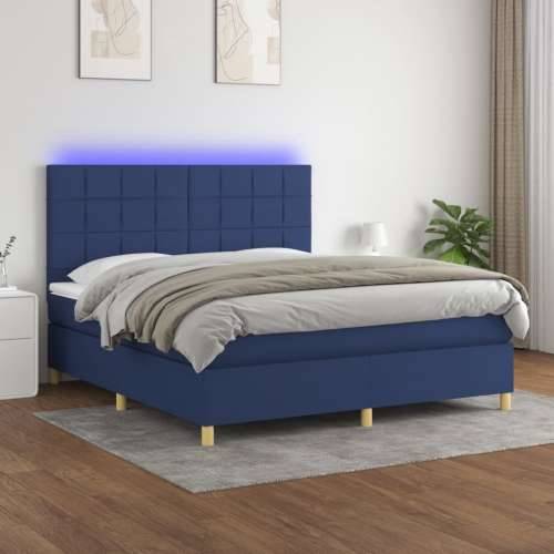 Krevet box spring s madracem LED plavi 180x200 cm od tkanine - Plava 180 x 200 cm Blok s kvadratima Cijena