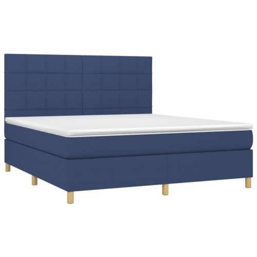 Krevet box spring s madracem LED plavi 180x200 cm od tkanine - Plava 180 x 200 cm Blok s kvadratima Cijena