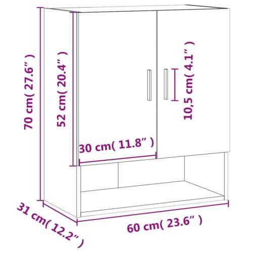 Zidni ormarić crni 60 x 31 x 70 cm od konstruiranog drva - Crna 1 Cijena