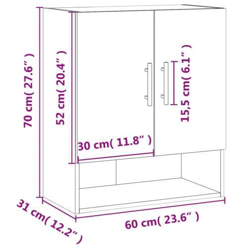 Zidni ormarić crni 60 x 31 x 70 cm od konstruiranog drva Crna 1 Cijena