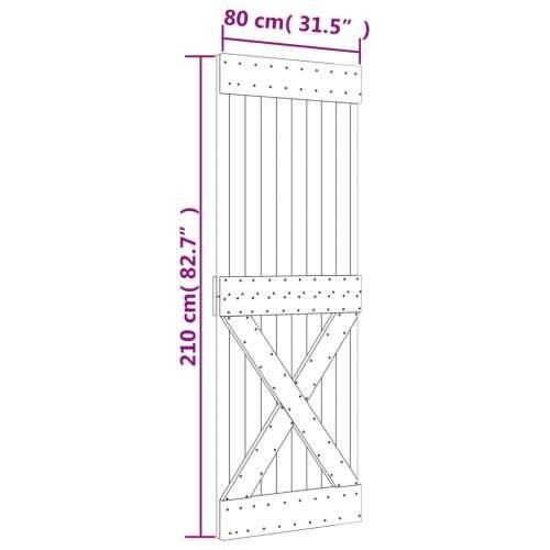 Klizna vrata s priborom za montažu 80 x 210 cm masivna borovina Cijena