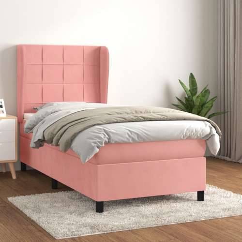 Box spring krevet s madracem ružičasti 100x200 cm baršunasti - Ružičasta 100 x 200 cm Blok s kvadratima Cijena