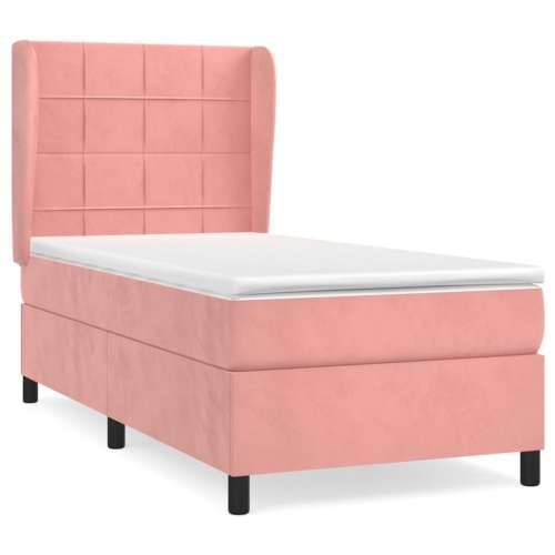 Box spring krevet s madracem ružičasti 100x200 cm baršunasti - Ružičasta 100 x 200 cm Blok s kvadratima Cijena