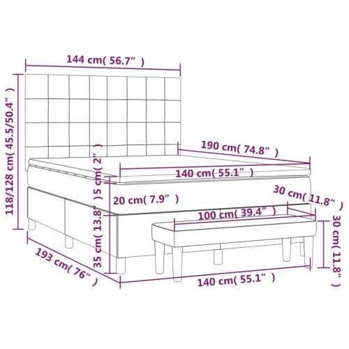 Krevet s oprugama i madracem crni 140 x 190 cm od tkanine - Crna 140 x 190 cm Blok s kvadratima Cijena