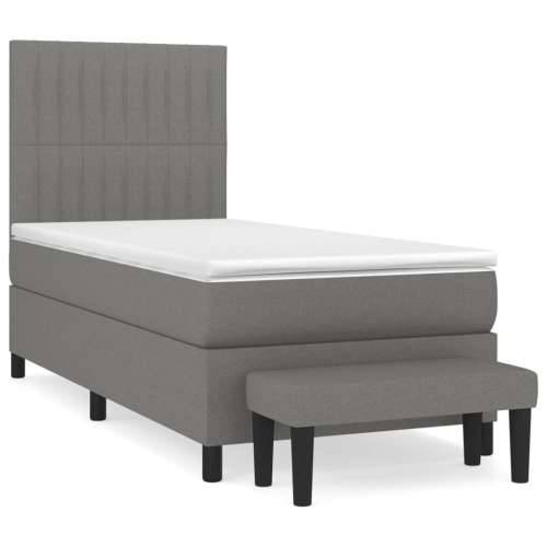 Krevet s oprugama i madracem tamnosivi 90 x 190 cm od tkanine - Tamno siva 90 x 190 cm Okomite pruge Cijena
