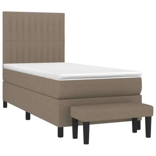 Krevet s oprugama i madracem smeđesivi 90x200 cm od tkanine - Sivo-smeđa 90 x 200 cm Okomite pruge Cijena