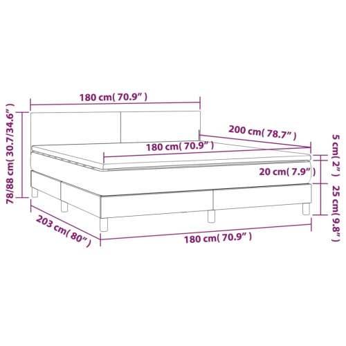 Krevet box spring s madracem LED smeđesivi 180x200 cm tkanina - Sivo-smeđa 180 x 200 cm Gladak dizajn Cijena