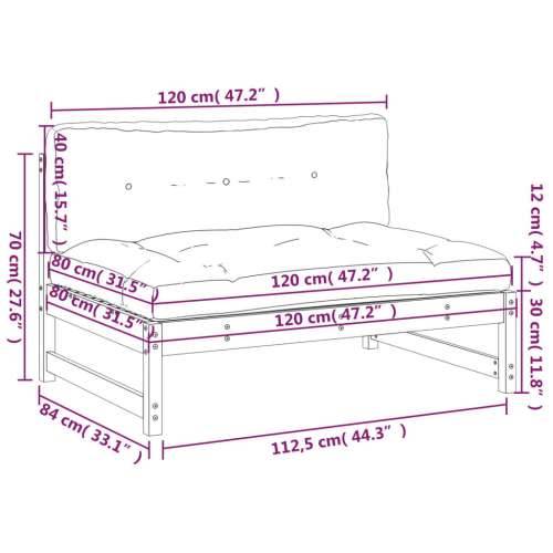 Srednja sofa sivi 120x80 cm od masivne borovine - Siva boja bora 1 srednja sofa Cijena