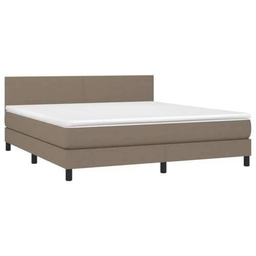 Krevet box spring s madracem LED smeđesivi 160x200 cm tkanina - Sivo-smeđa 160 x 200 cm Gladak dizajn Cijena
