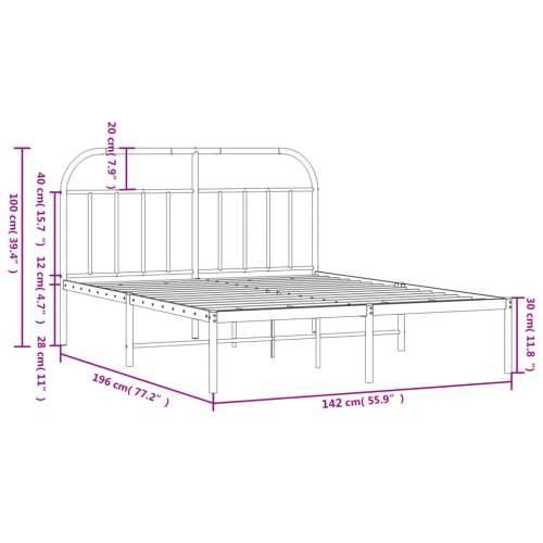 Metalni okvir za krevet s uzglavljem crni 135x190 cm Cijena