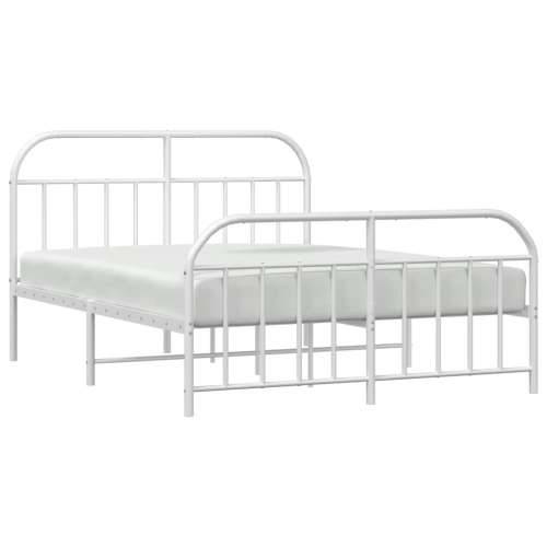 Metalni okvir kreveta uzglavlje i podnožje bijeli 135 x 190 cm - Bijela 135 x 190 cm s uzglavljem i podnožjem Cijena