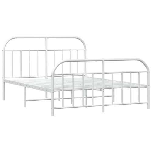 Metalni okvir kreveta uzglavlje i podnožje bijeli 135 x 190 cm - Bijela 135 x 190 cm s uzglavljem i podnožjem Cijena