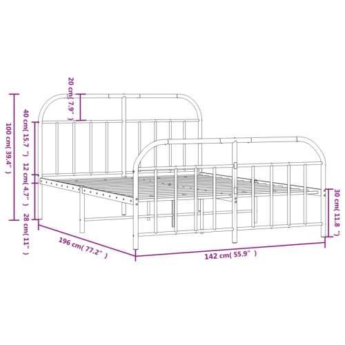 Metalni okvir kreveta uzglavlje i podnožje bijeli 135 x 190 cm - Bijela 135 x 190 cm s uzglavljem i podnožjem Cijena