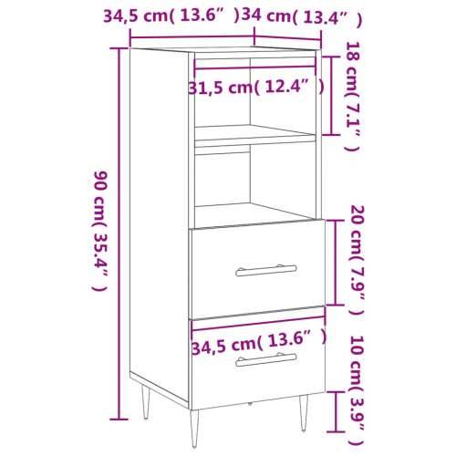 Komoda boja dimljenog hrasta 34,5x34x90 cm konstruirano drvo - Dimljeni hrast 1 Cijena