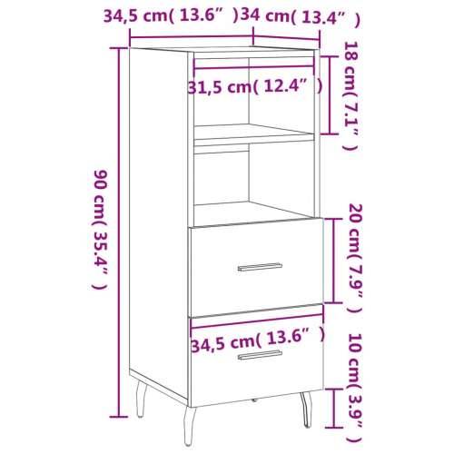 Komoda boja dimljenog hrasta 34,5x34x90 cm konstruirano drvo - Dimljeni hrast 1 Cijena