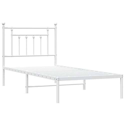 Metalni okvir za krevet s uzglavljem bijeli 90 x 190 cm Bijela 90 x 190 cm s uzglavljem Cijena