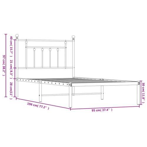 Metalni okvir za krevet s uzglavljem bijeli 90 x 190 cm Bijela 90 x 190 cm s uzglavljem Cijena