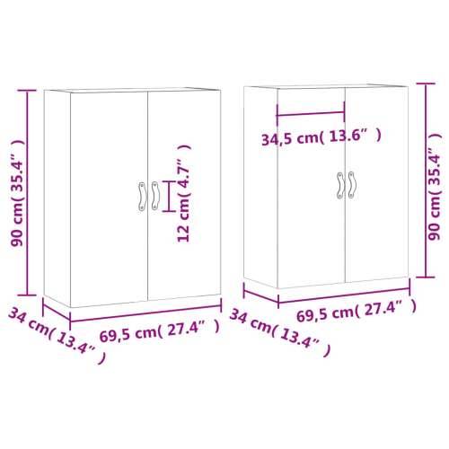 Zidni ormarići 2 kom siva boja betona 69,5 x 34 x 90 cm - Beton siva 2 Koža Cijena