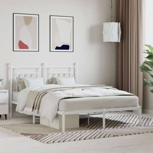 Metalni okvir za krevet s uzglavljem bijeli 140 x 190 cm - Bijela 140 x 190 cm s uzglavljem Cijena