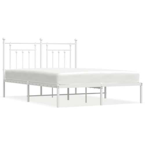 Metalni okvir za krevet s uzglavljem bijeli 140 x 190 cm - Bijela 140 x 190 cm s uzglavljem Cijena