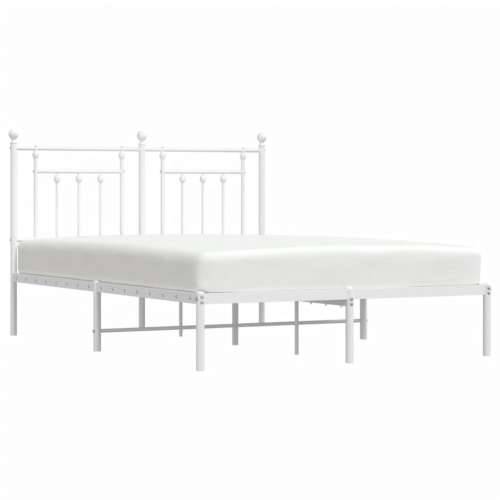 Metalni okvir za krevet s uzglavljem bijeli 140 x 190 cm - Bijela 140 x 190 cm s uzglavljem Cijena