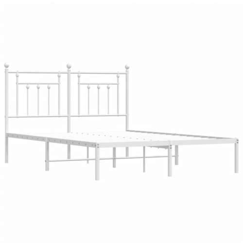 Metalni okvir za krevet s uzglavljem bijeli 140 x 190 cm - Bijela 140 x 190 cm s uzglavljem Cijena
